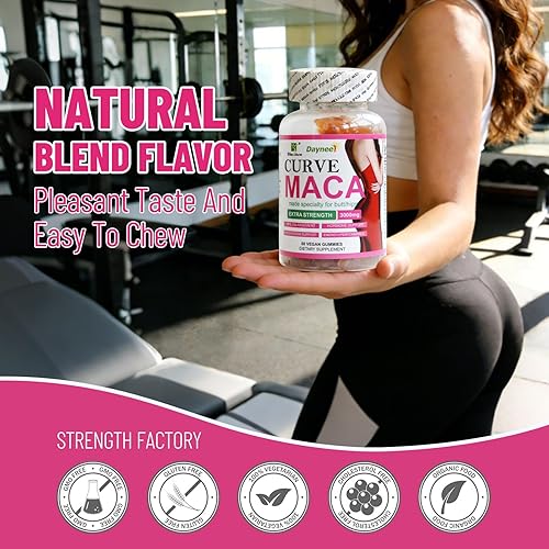 Miniatura 3 de Gomitas de maca Curve, raíz de maca premium, suplemento vitamínico para el bienestar corporal, energía y curvas de cadera, 60 unidades