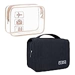Lcsmaokin Large Capacity Toiletry Bag Travel Bag with Hanging Hook for Men and Women Waterproof Travel Cosmetic Bag Bathroom Bag,with TSA Approved Zippers Clear Travel Makeup Bag Carry-on