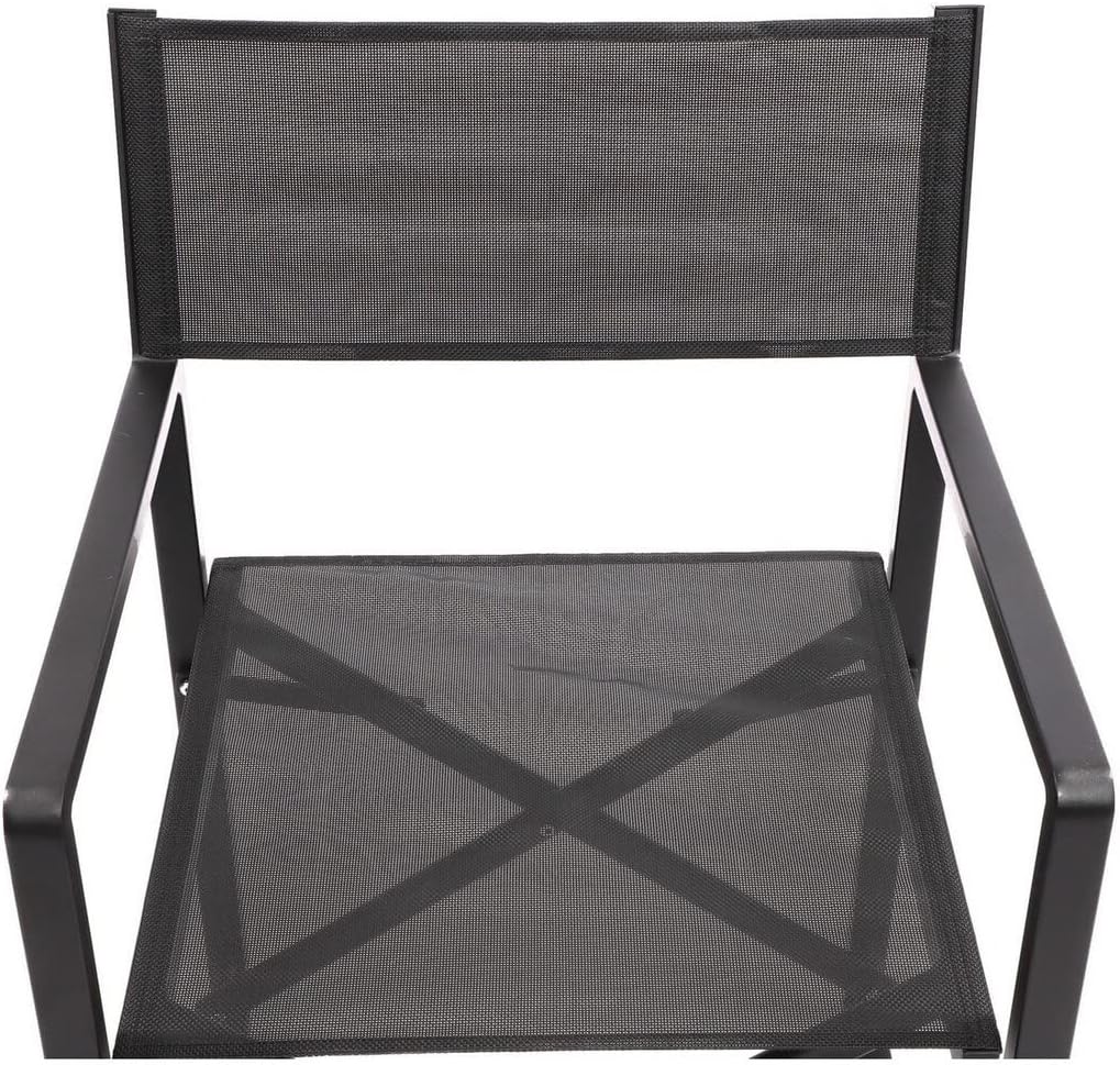 Benjara Metal Director Chair with X Shaped Braces, Set of 2, Black