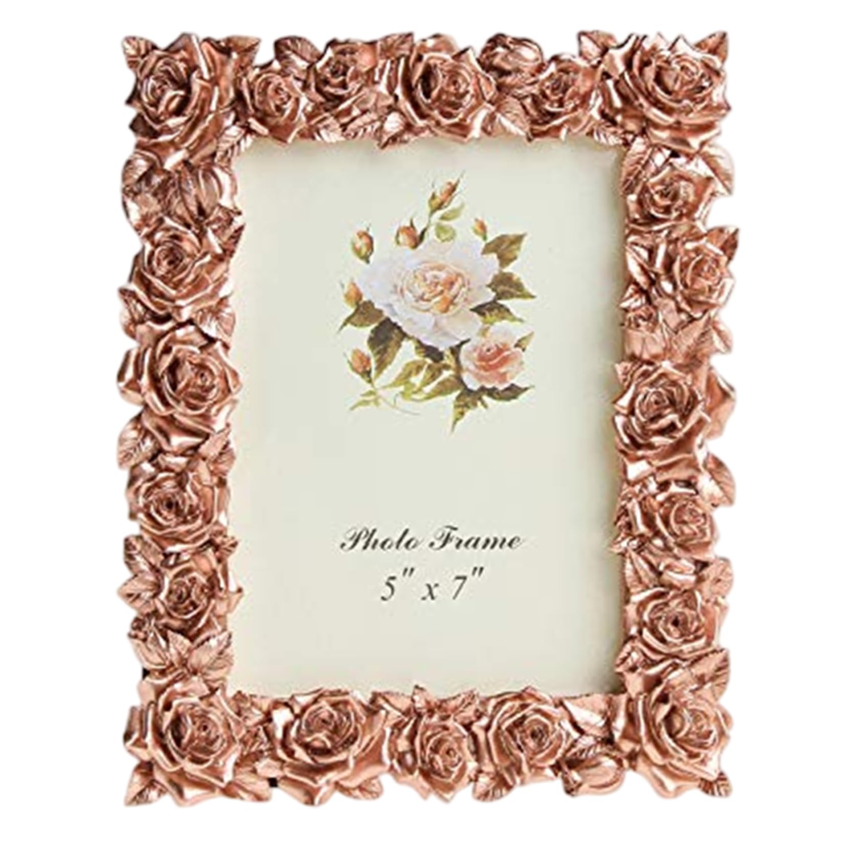 Cadre d'image de fleurs or rose 5x7 en résine moulée de haute qualité