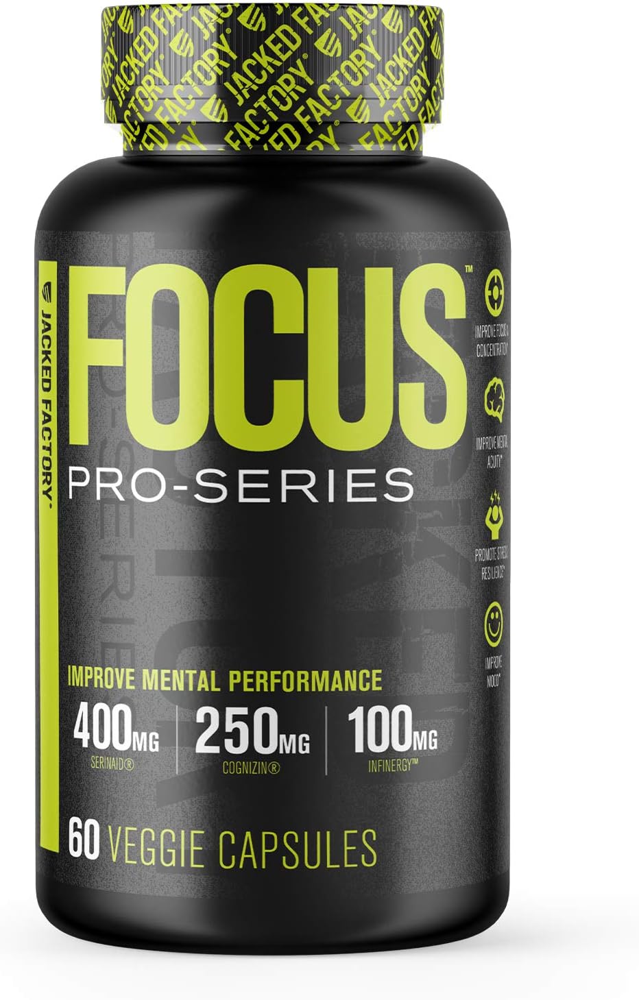 Nootropic Brain Booster Supplement Pro-Series Focus - w/ Cognizin, SerinAid Phosphatidylserine, Caffeine L-Theanine & More - Increase Energy, Mental Performance, Focus, & Motivation - 60 Veg Pills