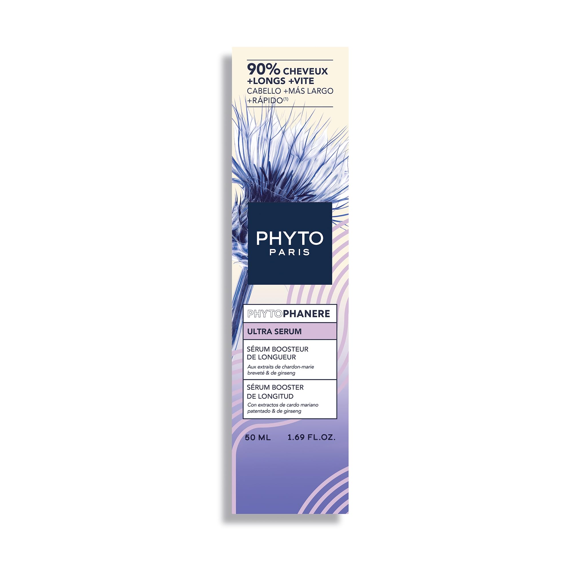 Phyto Paris Phytophanere - Siero Booster di Lunghezza, 90% di capelli più lunghi più velocemente, clinicamente testato, estratti di ginseng, rosmarino, vitamina B6 - Senza siliconi - 50ml