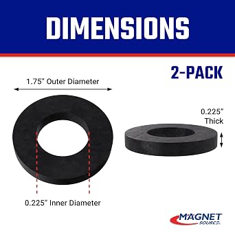 Master Magnetics Ceramic Ring Magnets - 1.75 Outer Diameter, 0.865 Inner Diameter, 0.225 Thick, Pack of 2, 07288