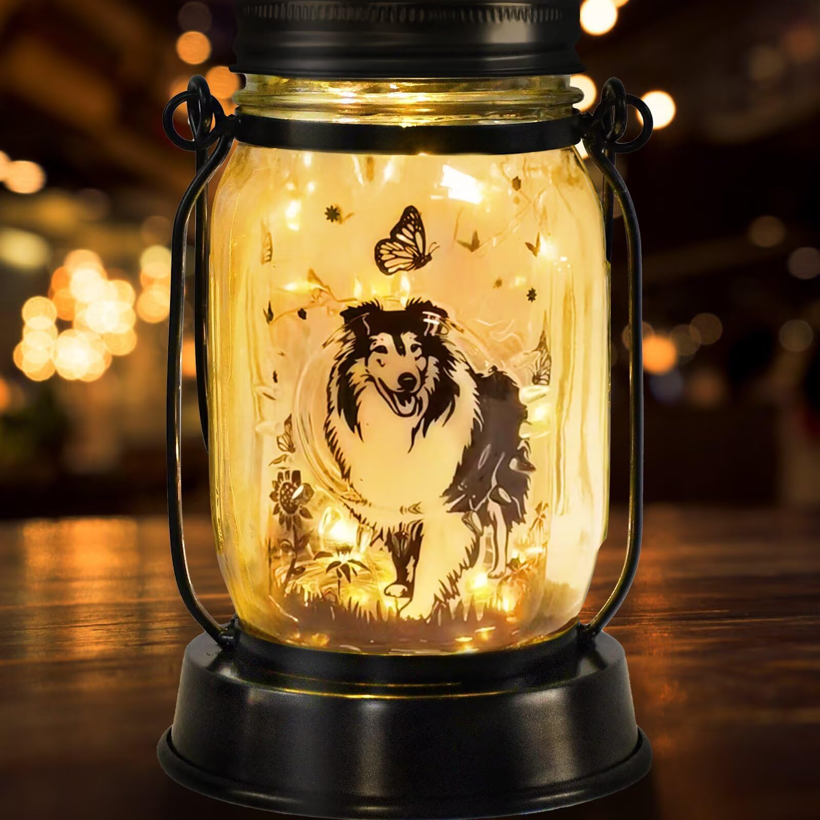 kyoryuger Sheltie Gifts for Women/Men Sheltie Solar Lanterns Dog Mom Birthday Dog Lovers Lantern Pet Loss Pet Memorial Lights Solar Garden Decoration for Yard, Patio,Backyard,Porch Torches โ image 1