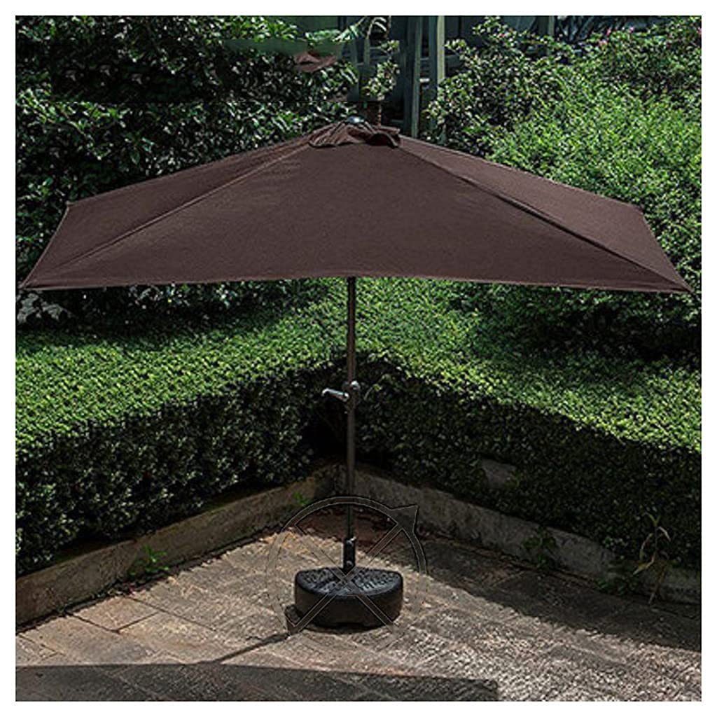 Sombrilla Parasol para Exteriores, 250 cm, Impermeable, Media Tela, Color Crema con Base para jardín, terraza, Patio, Piscina (marrón) (marrón) (marrón)