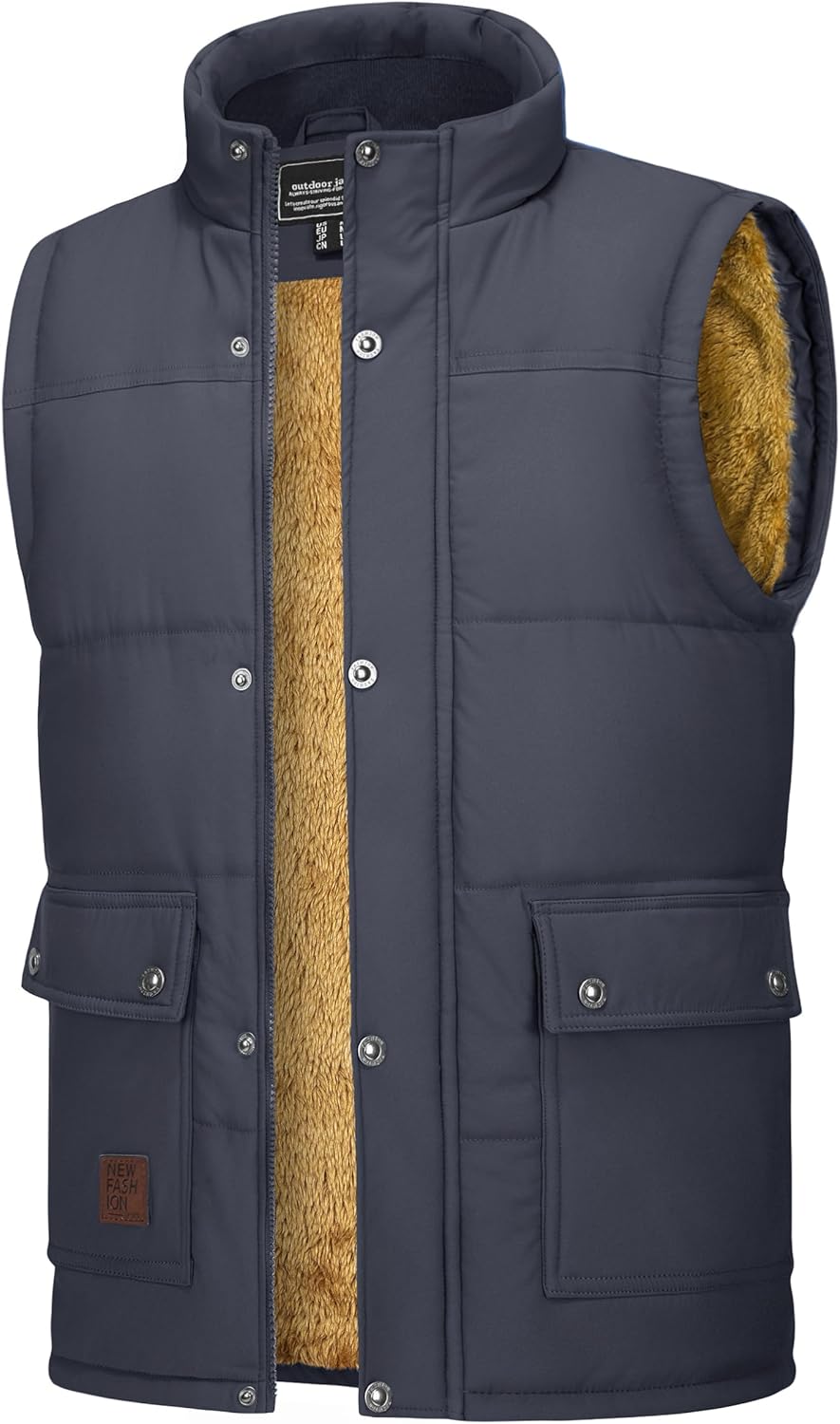 Cotrasen Men's Winter Warm Vests Outerwear Casual Fleece Lined Vest Puffer Sleeveless Jacket