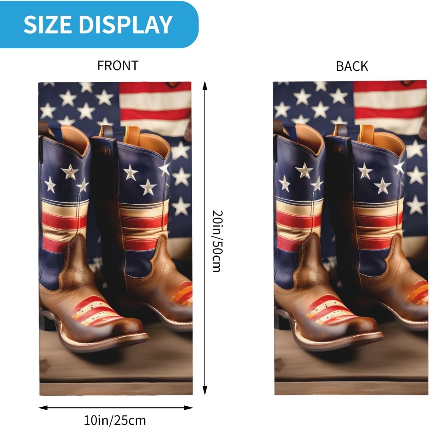 American Flag with Cowboy Boots Print Neck Gaiter Face Mask for Men Women,Sun Protection Cover Scarf Balaclava image 3