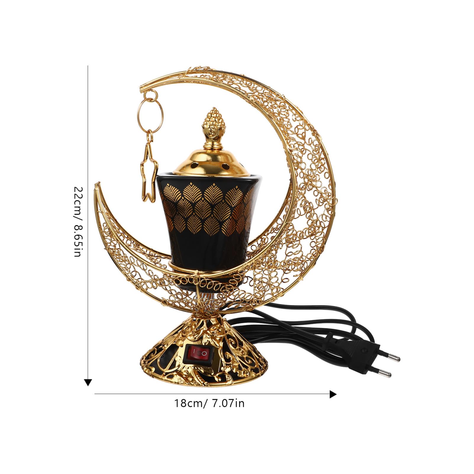INOOMP Bruciatore di Incenso Plug-in in Ceramica Arabo Porta Bakhoor Elettrico per Ornamento in Metallo Sicuro e Comodo per Casa Ufficio Sala Yoga