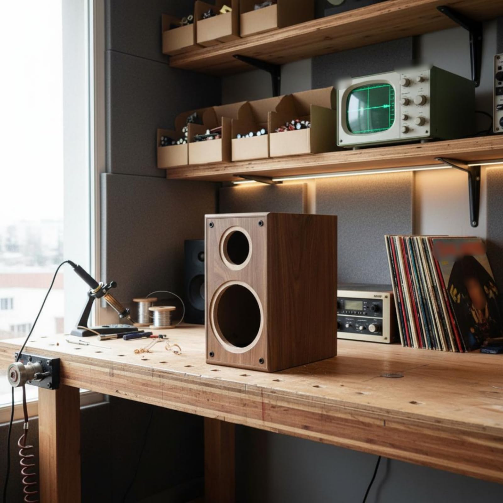 Audio Cabinet Cassa Acustica Ventilata in Legno Struttura per Altoparlanti Box con Alloggiamento Regolabile Look Classico Legno Adatto per Home Theater Officina Fai da Hobby, Acero Marrone