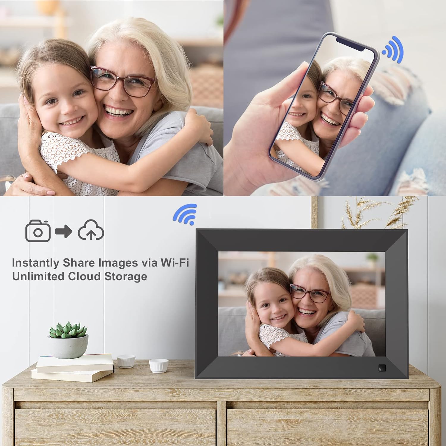 BSIMB 32GB WiFi Digital Picture Frame 8 Inch, Digital Photo Frame1280x800 IPS Touch Screen Motion Sensor, Upload Photos/Videos via App, Email, Portrait and Landscape, Gift for Grandparents : Electronics