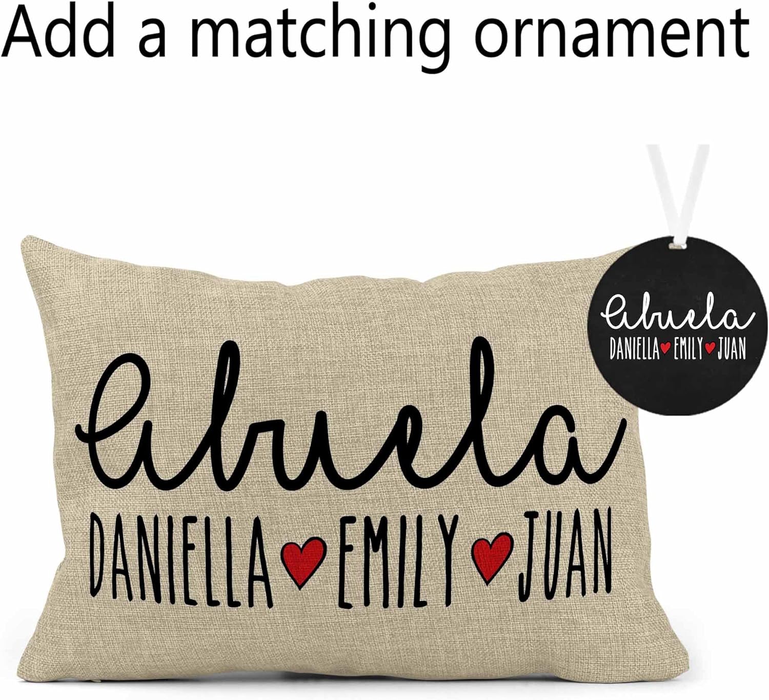 Girls Love A Monogram Grandma Pillow - Gifts for Grandma - Gifts for Mom from Daughter - Mom Gifts - Customized Pillow - Grandma Birthday Gifts from Grandchildren(Burlap, 12 x 18)