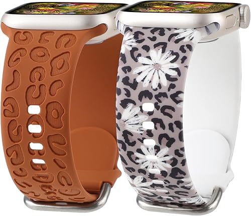 Correa deportiva de silicona con estampado de leopardo y guepardo, compatible con Apple Watch Band de 38401.614 in 4244451.929 in, correa deportiva