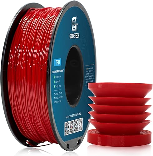 Miniatura 9 de Geeetech Filamento TPU de 1.75mm, Shore 95A – Filamento flexible para impresora 3D con alta elasticidad, carrete de 1KG (2.2lbs), precisión