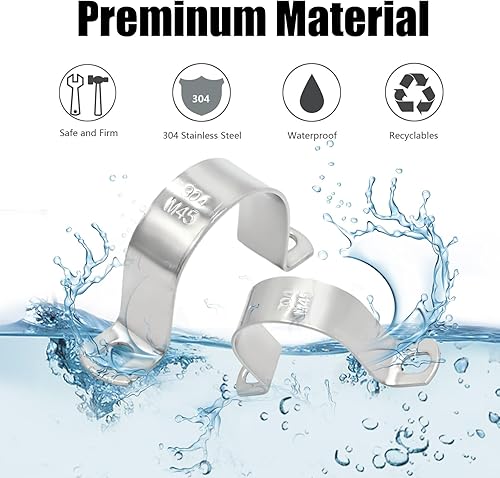 Miniatura 6 de 10 abrazaderas de perno en U, soporte resistente en forma de U de acero inoxidable 304, abrazadera de correa de tubo en U de 2 agujeros para