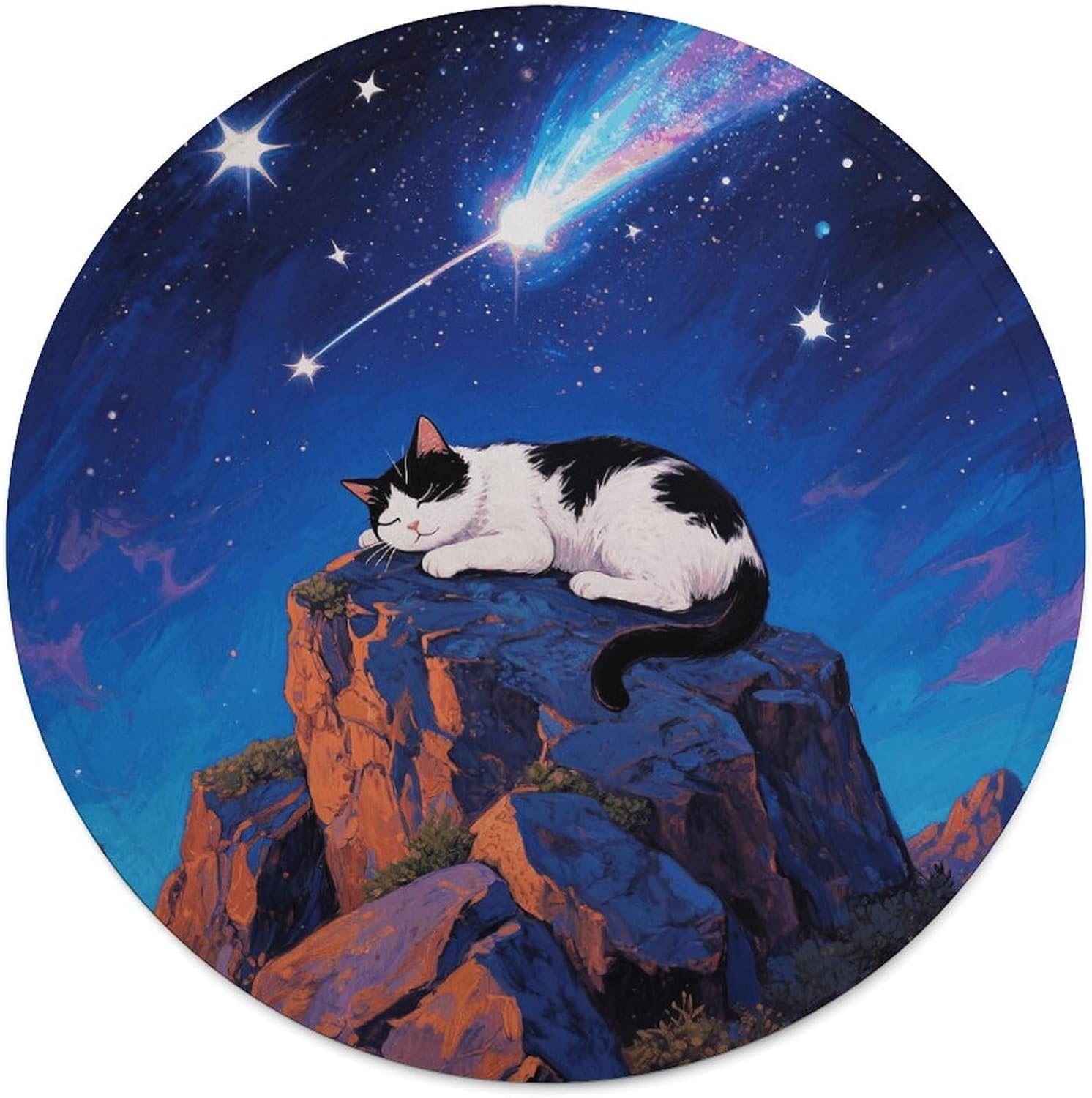 Sleep Cat Throw Blanket Round Beach Towel | 59.1 Inch Circular Flannel blanket Large Soft Beach Blanket Lightweight Foldable Beach Towel Throw for Daily Leisure Use