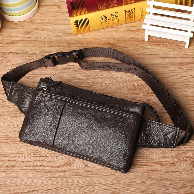 Sac banane en cuir véritable noir | Modèle mixte et léger - 3