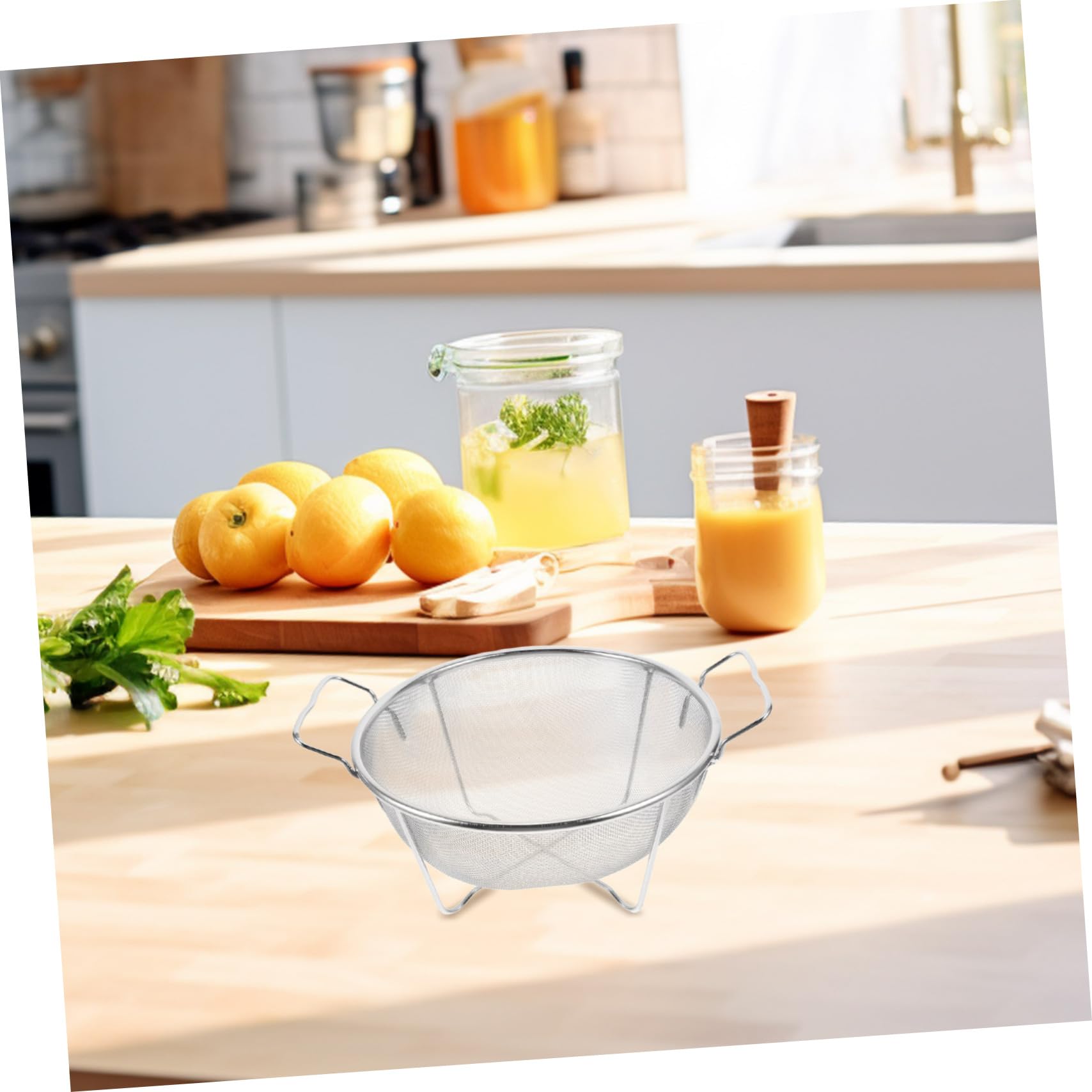 Colador de Arroz de Metal de Acero Inoxidable con Doble Asa Reforzada, Cedazo Microperforado y Fácil de Limpiar para Cocina y Fregadero
