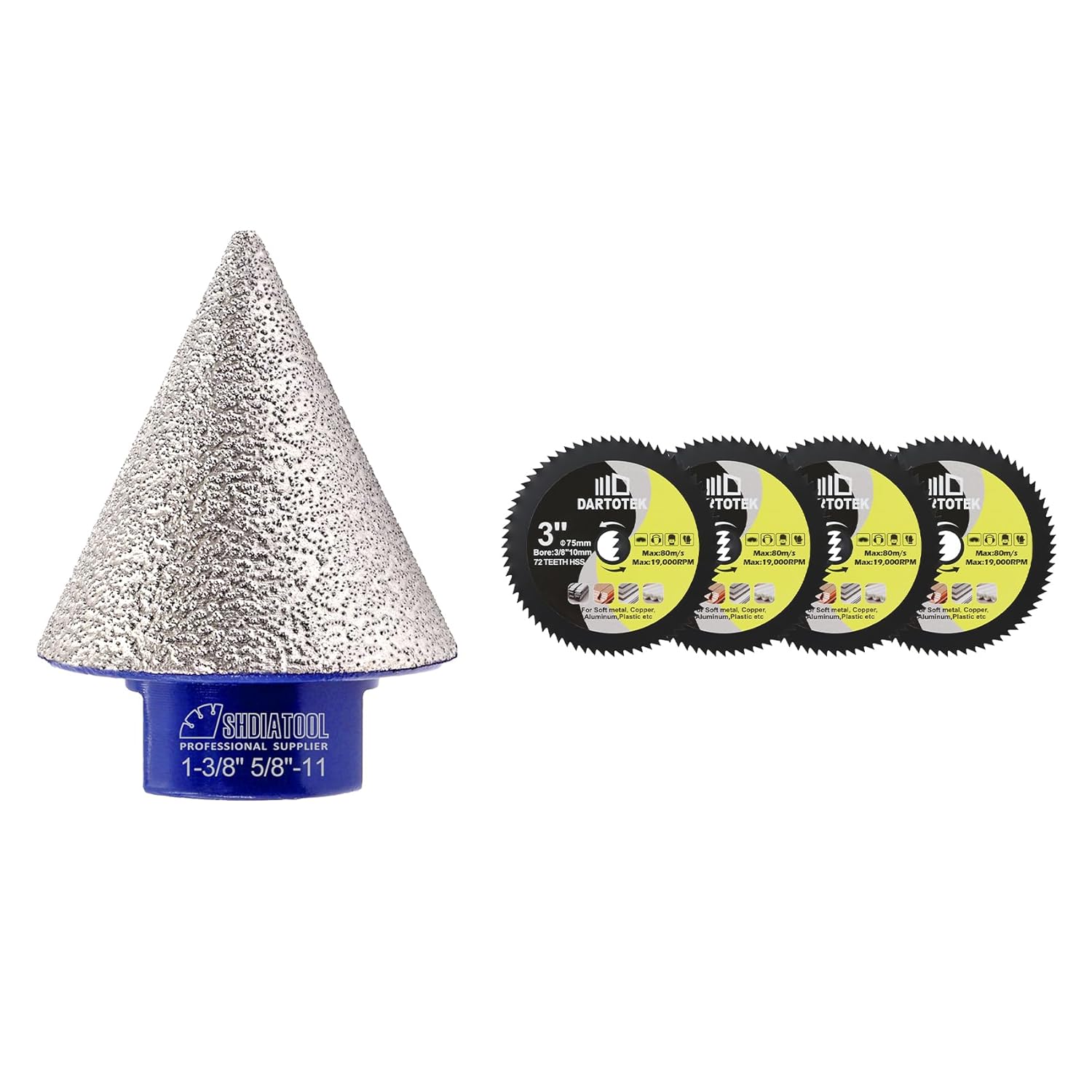 SHDIATOOL Diamond Beveling Chamfer Bits, Countersink Drill Bits for Existing Holes Enlarging Shaping Trimming in Ceramic Porcelain Tile Marble Ceramic Granite Finger Bits for Angle Grinder 1-3/8 Inch