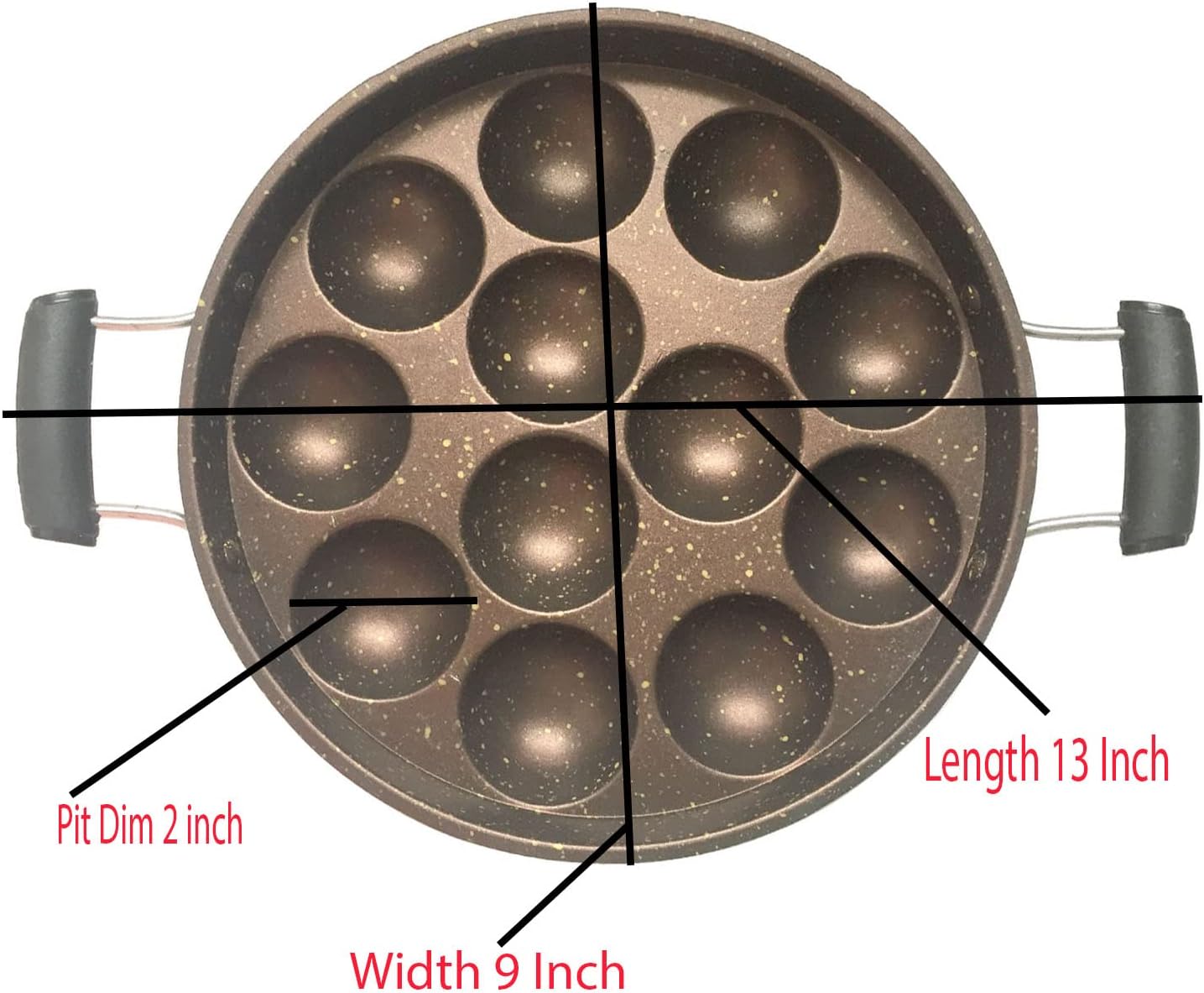 Appam Pan Nonstick Coating with Glass Lid Paniyaram Pan Appa Chetty Appam Maker Pan Diameter 9.5 Inch