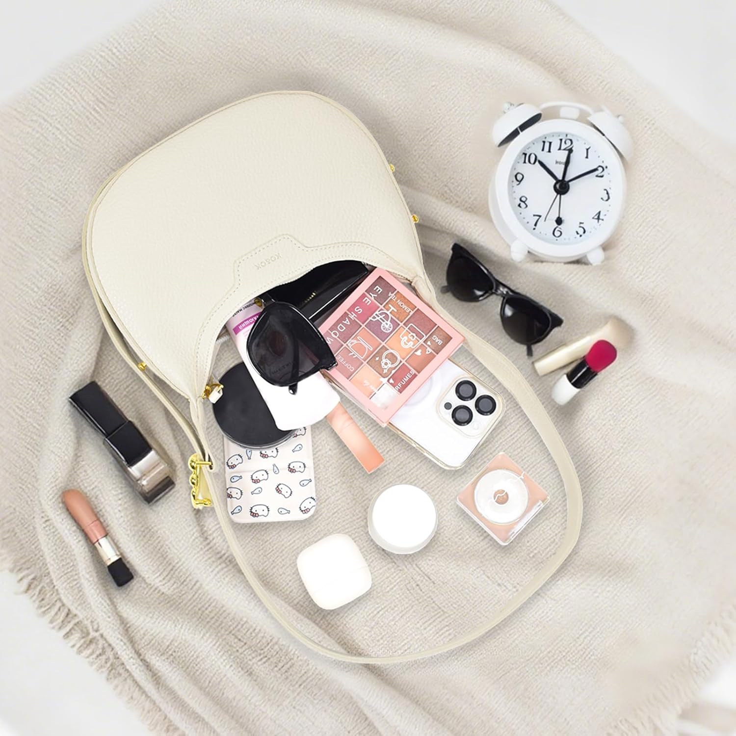 Leather Crescent Shoulder Bag for Women Crossbody Handbag Saddle Bag Chic Satchel Purse - Image 3