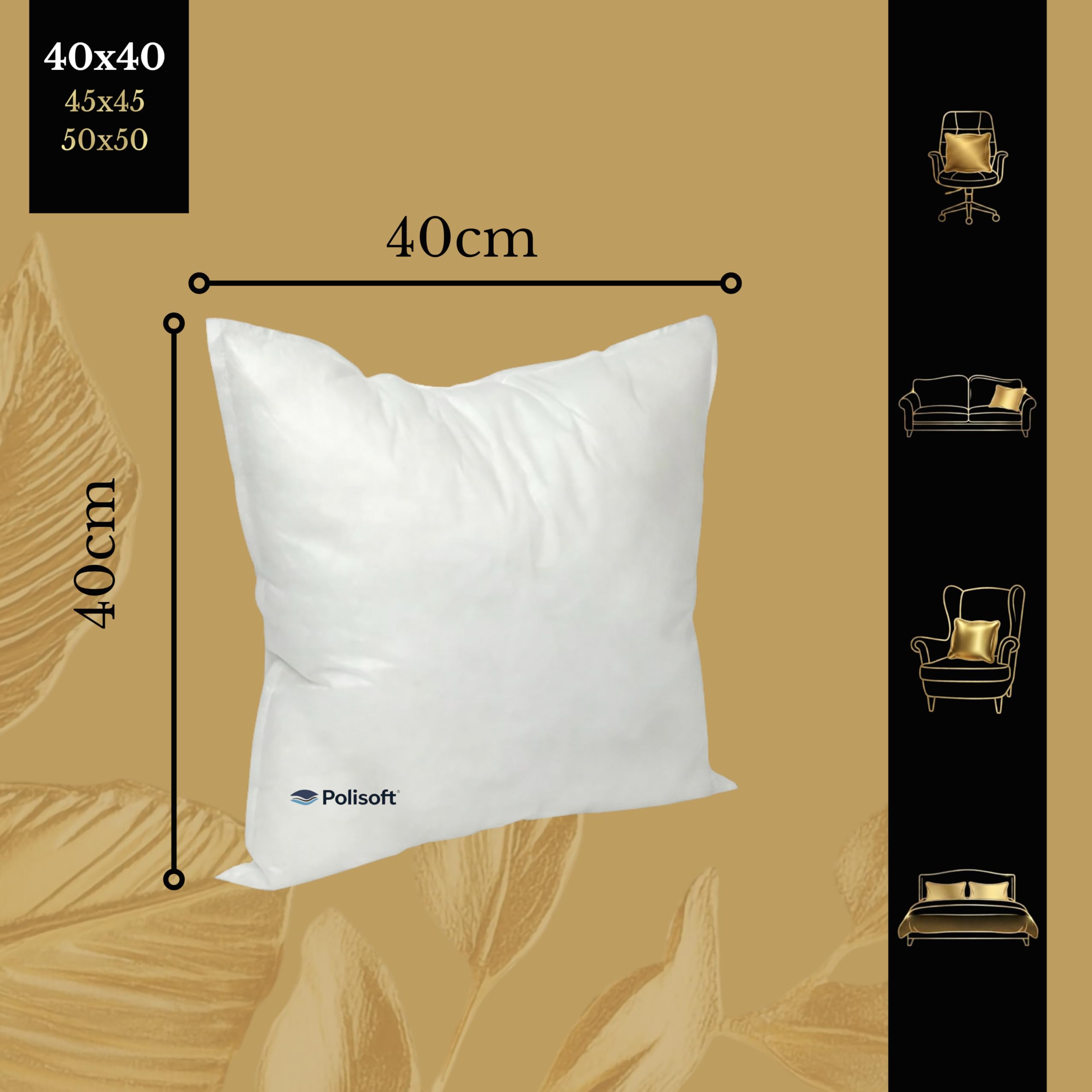 Kissenfüllung 40x40 cm, für Sofa und Bett, Flauschige Kopfkissen für das Schlafzimmer, Innenkissen, Füllkissen Ideal für Sofakissen, Zierkissen, Antiallergische, Weiß