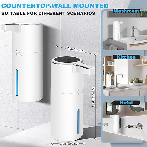 Miniatura 6 de Dispensador automático de jabón líquido sin contacto 13.52 oz13.5 fl oz de pared recargable por USB - Dispensador de jabón eléctrico de manos