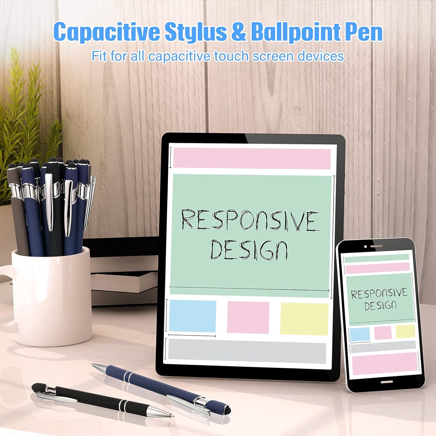 Zonon 36 Pieces Ballpoint Pen with Stylus Tip Black Ink Metal Pens Stylus Ballpoint Pen 2 in 1 Ballpoints Pens Personalized Bulk for Touch Screens Medium Point Phone Tablet Devices Birthday
