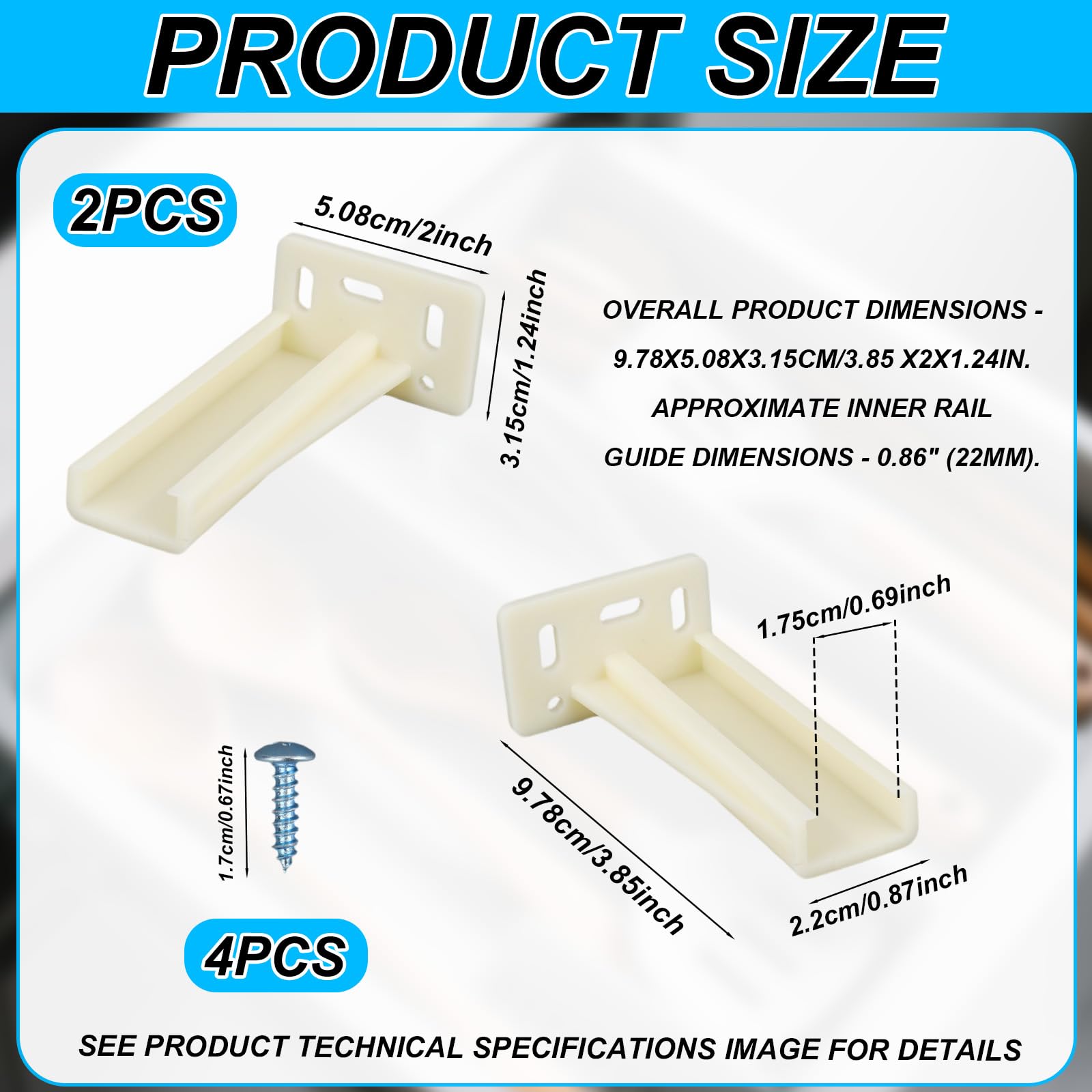 1 Pair KT HR9000RL Rear Drawer Track Socket, Plastic Drawer Track Back Plate with Screws Mounting Back Plates Brackets - Image 2