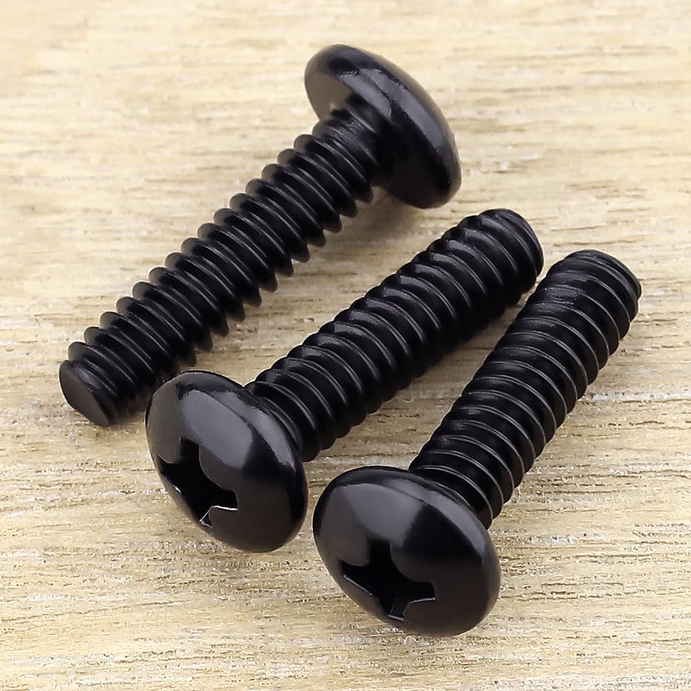#6-32 x 1 Pan Head Machine Screws Black, Phillips Drive, 304 Stainless Steel 18-8, Black Oxide Coated Finish, Corrosion Resistant Round Head Machine Screws, Full Thread, Coarse Thread, 100 PCS