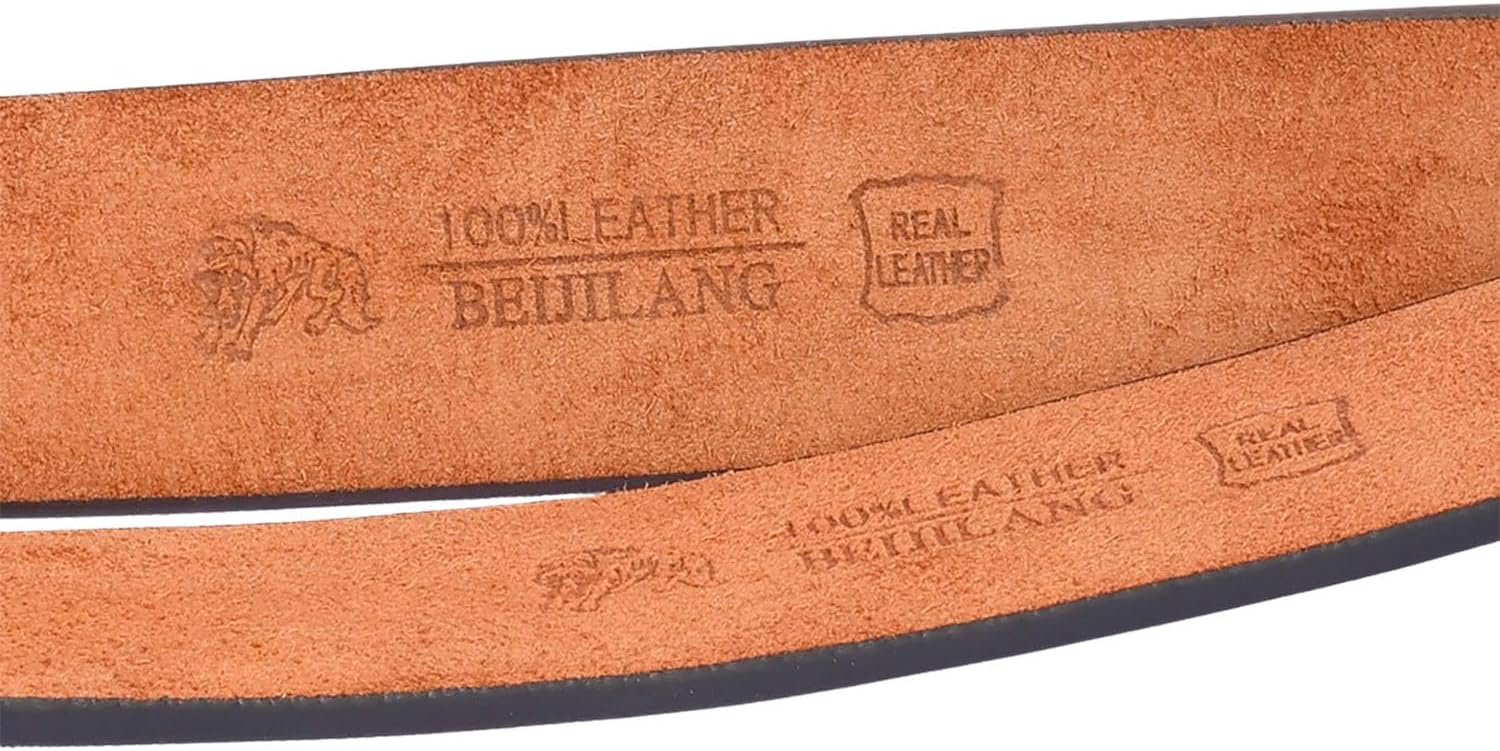 Men's 3.8cm Checkered Belt - Double Bonded Split Leather, Laser Alloy Buckle, No-St... - Image 6