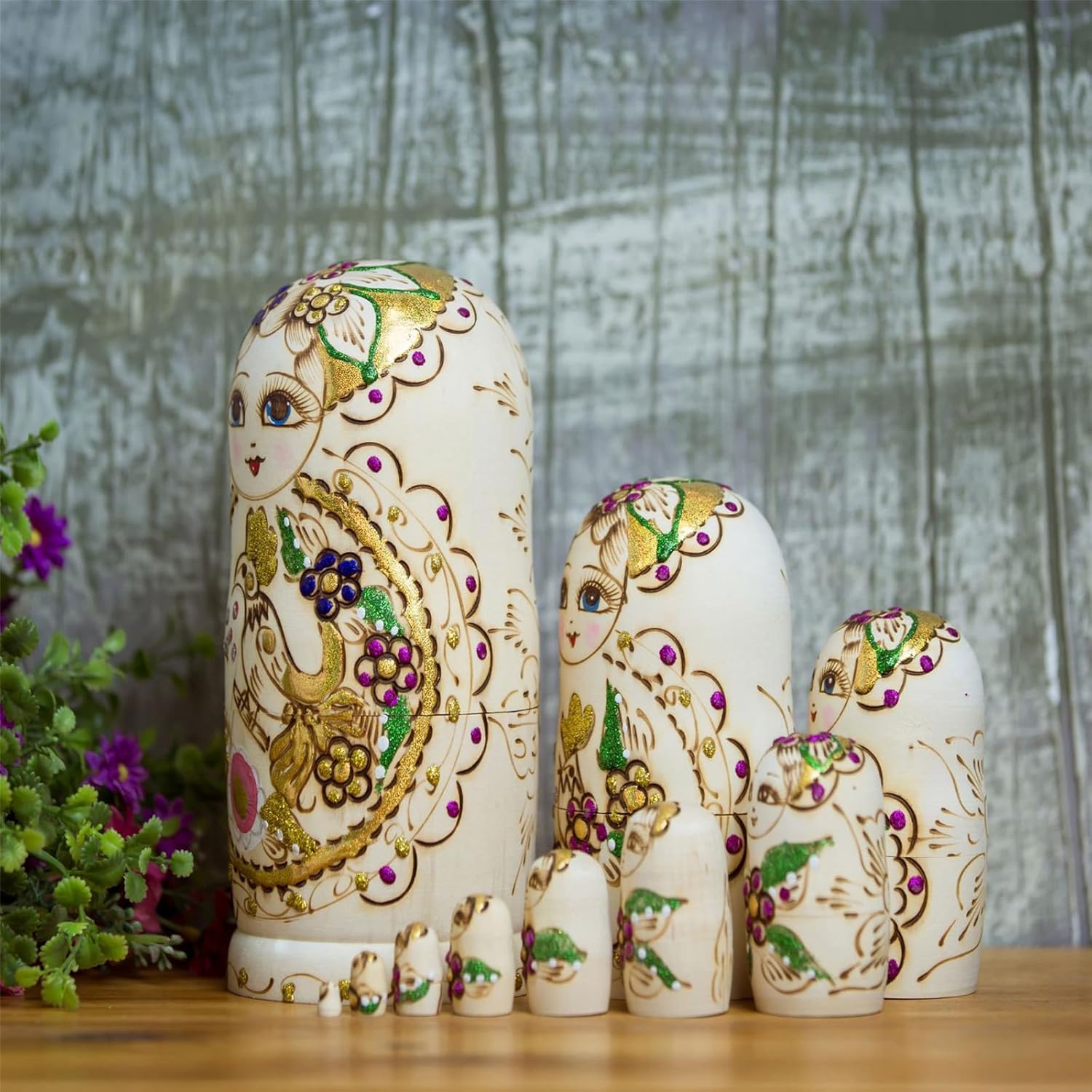 Russian Nesting Dolls 10 Pieces Hand Painted Toy Traditional Matryoshka Dolls Traditional Russian Stacking Dolls