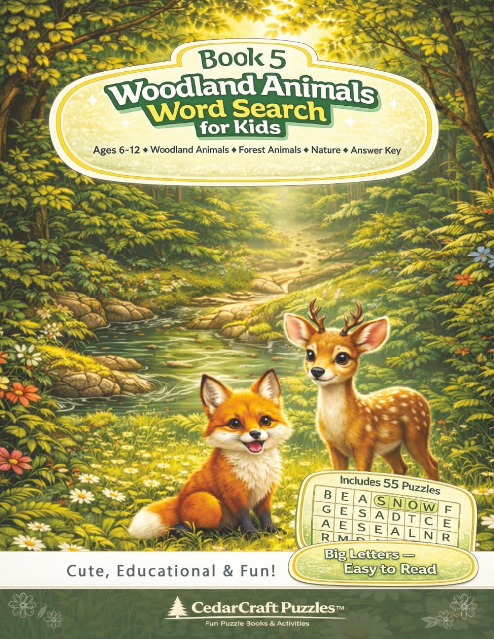 Woodland Animals Word Search for Kids: 55 Fun Forest-Themed Word Searches with Owls, Foxes & Deer | Ages 6–12 | Outdoor Adventure Puzzles (ANIMALS & NATURE — SERIES 2)