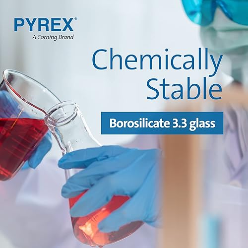 Miniatura 5 de PYREX Griffin Vaso de Precipitados de Vidrio de Borosilicato - Vaso de Precipitados de Medición Graduado de Forma Baja con Pico - Cristalería