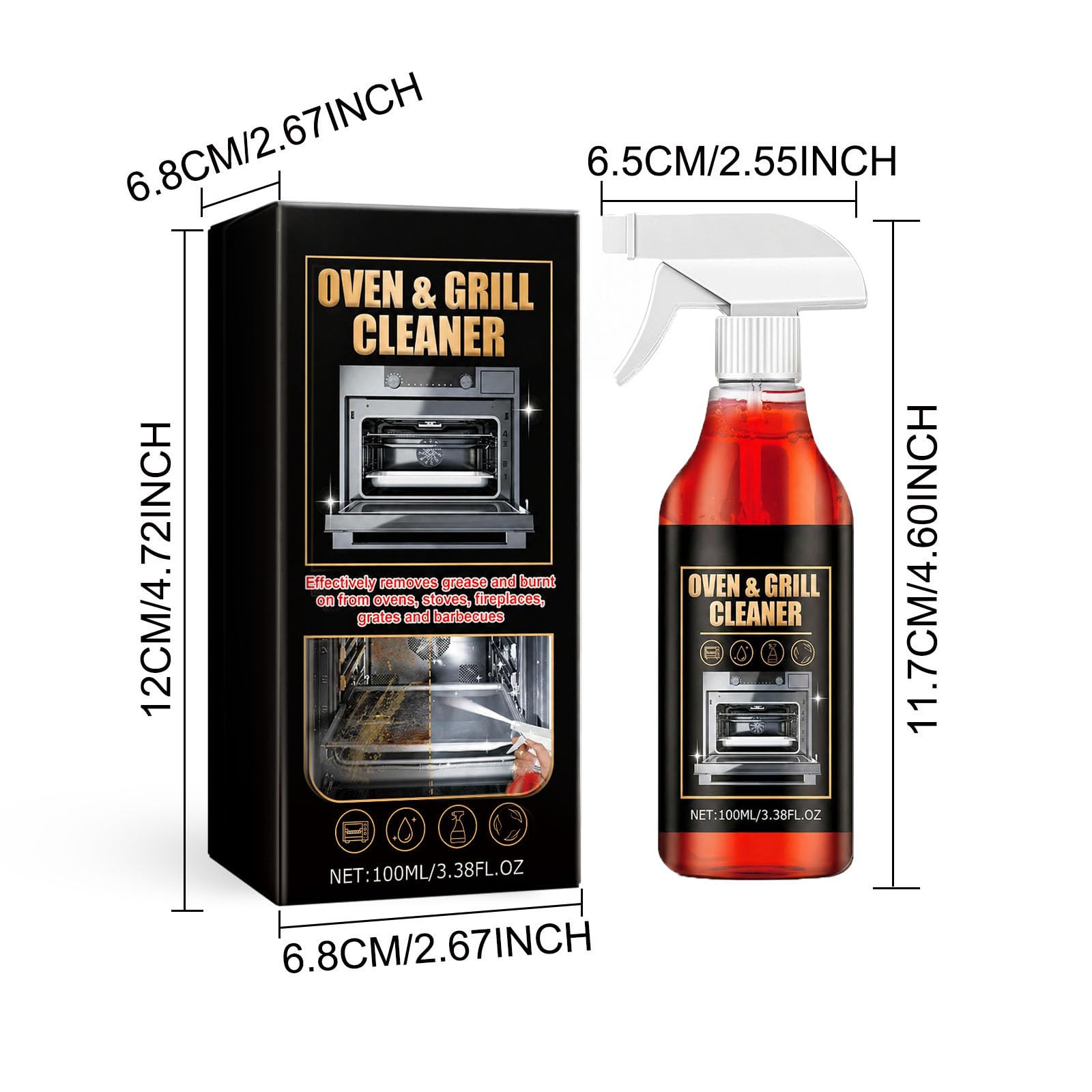 2026 Oven Cleaner Heavy Duty Spray, Oven and Grill Cleaner, Fast-Acting Professional Multi-Surface Kitchen Spray for Microwave, Air Fryer, Ovens, Grills, BBQ (3pcs)