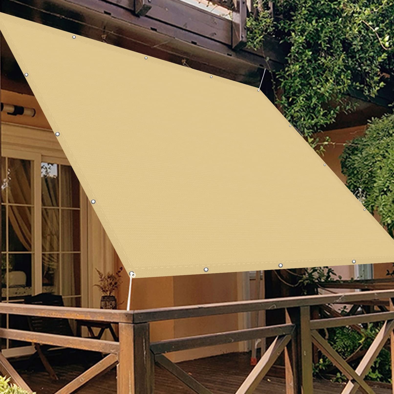 Toile d'ombrage pour terrasse et balcon 1.4x2.8m jaune sable