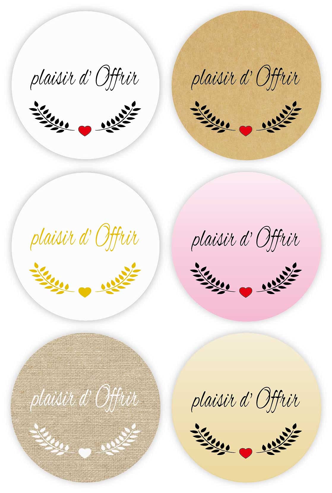 Lot De 100 Autocollants Ronds 4cm MameArt - Fleurs Et Cœurs, Pour Mariage, Anniversaire, Cadeaux Et Fêtes