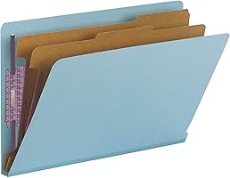 Smead 100% Recycled End Tab Pressboard Classification File Folder with SafeSHIELD Fasteners, 2 Dividers, 2" Expansion,...