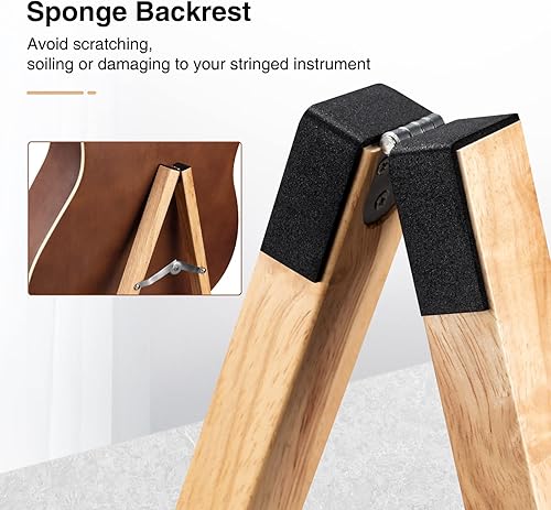 Miniatura 2 de LEKATO Soporte de madera para guitarra acústica con marco A con brazos acolchados de espuma para bajo, violonchelo, mandolina y banjo