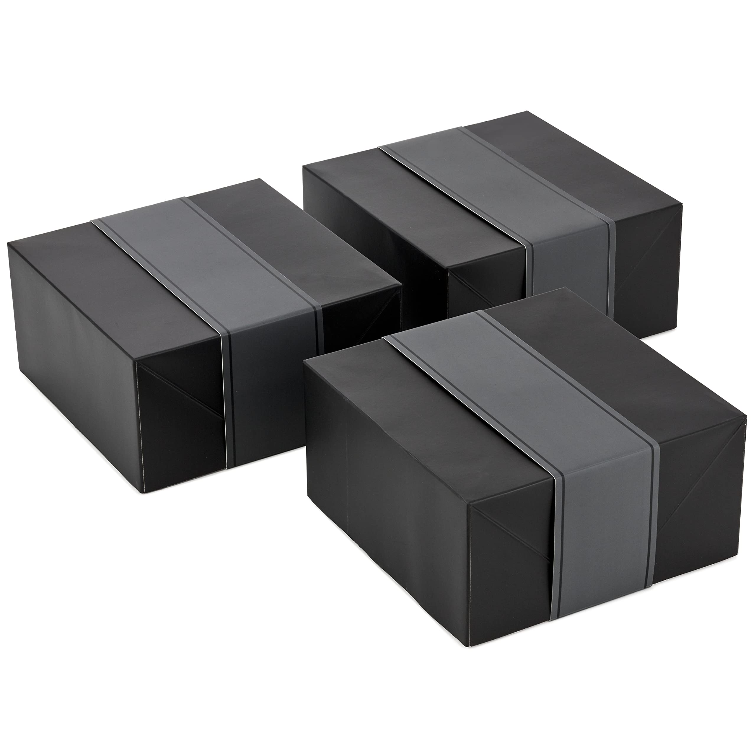 Hallmark 8" Medium Black Gift Boxes with Wrap Bands (3 Boxes, 3 Wrap Bands) for Weddings Bridal Parties, Valentine's Day - Image 4