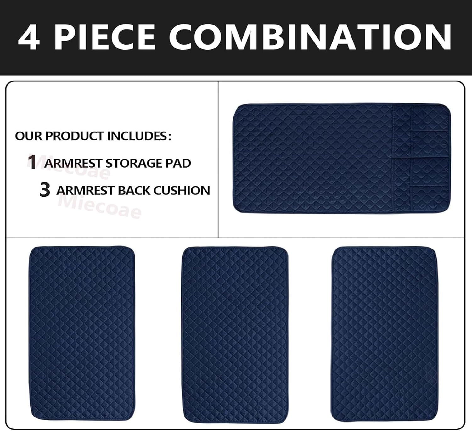 3 or 4 or 5 Pieces Sofa Headrest Cover for Recliner Chair with Storage Pockets Non Slip Armrest Cover Fuzzy Couch Cover Washable Furniture Protector(X15,2 Seater 4PCS_68 X 43 CM)