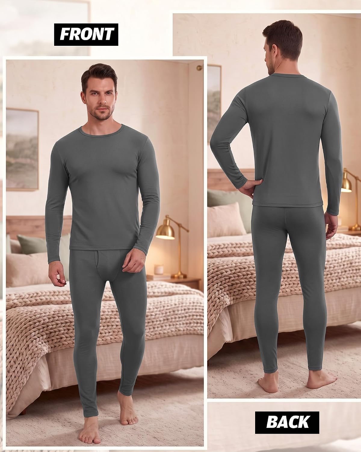 Haysandy 3 Sets Mens Thermal Underwear Fleece