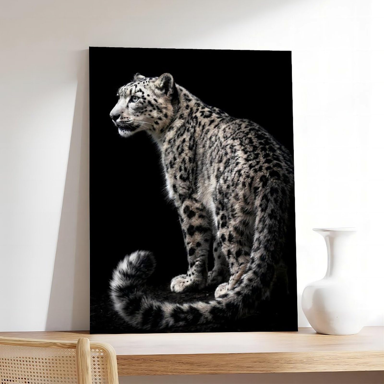 Poster su tela, motivo leopardo delle nevi con profilo laterale, per dormitorio, decorazione regalo