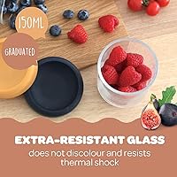 Vista 5 de BEABA Tarros de vidrio para alimentos para bebés de 5 onzas con tapas herméticas de silicona suave, recipientes de almacenamiento de vidrio