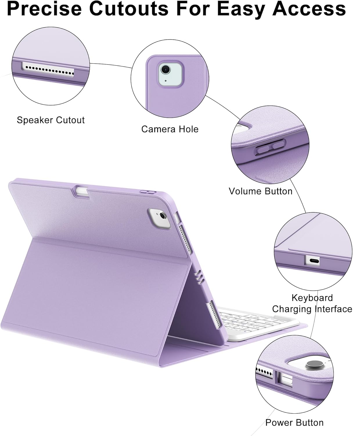 Keyboard Case for iPad Air 13 inch (M4 2026/M3 2025/M2 2024), Magnetic Detachable Slim Keyboard, Precise Cutouts Folio Cover Case with Pencil Holder, Adjustable Angles, Auto Sleep/Wake,Light Purple