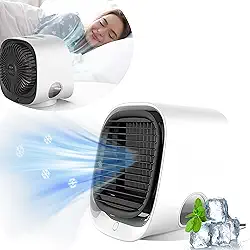 Ar condicionado, refrigerador de ar, condicionadores de ar portáteis, nova atualização de ar condicionado de mesa com luz noturna para carro, acampamento, sala de escritório (branco)