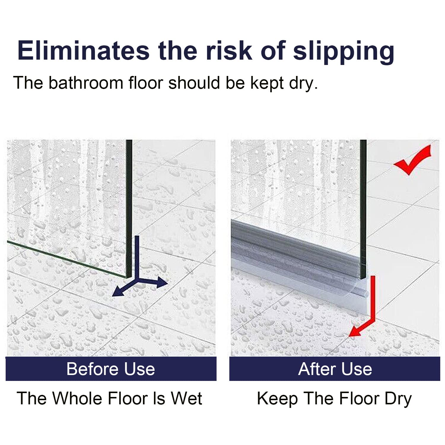 Joint D'étanchéité Vertical De Douche, 205 Cm, Transparent Pour Verre 6-8 Mm