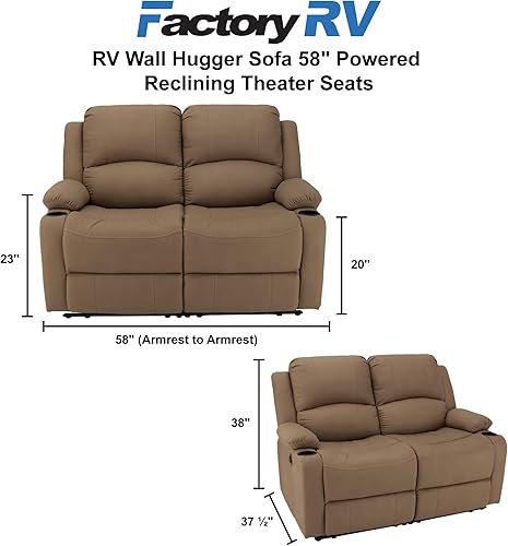 Miniatura 30 de Asientos reclinables de pared de 58 pulgadas Sofá reclinable doble para caravana Sofá RV Sofá reclinable de pared Asiento de teatro RV