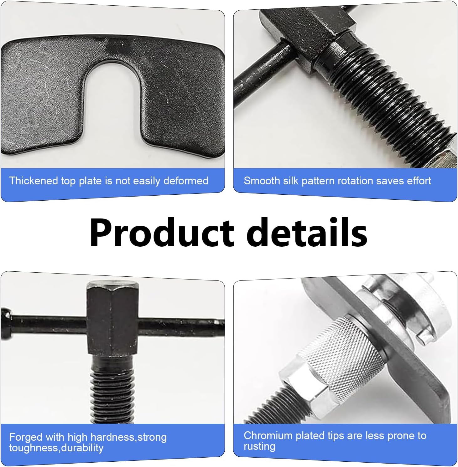 Car Brake Pad Replacement Tool, Stainless Steel Anti-rust Brake Caliper Compression Tool, Precision Anti-slip Piston Rewind Device, Universal for Most Cars (Silver)