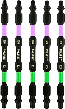 ORiGiNAL - T20+T25, 4 INCH, 5pk. Double End+Double Duty, 1/4" Hex IMPACT BiT, USA-IRPB4T20T25-5 Pink T20+T25 Lime Drives #20+25 Torx/Star/GRK Screw Fits "ULT" MULTi Screwdriver