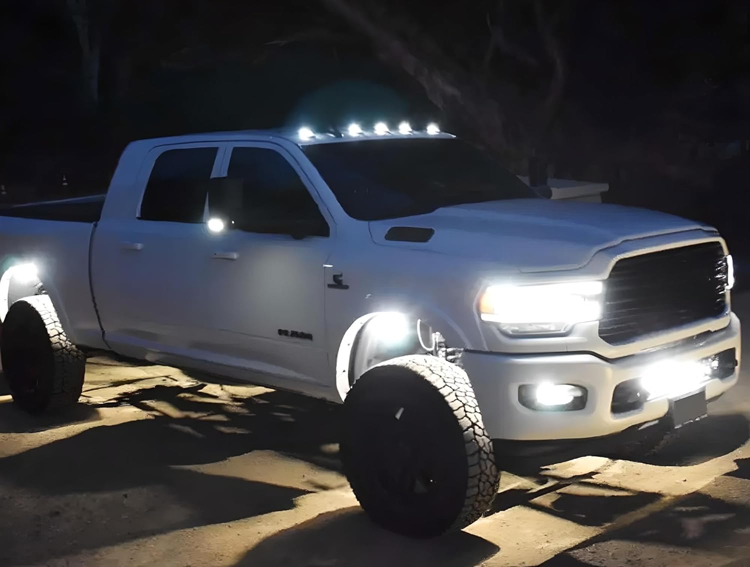 iJDMTOY Black-Out Smoked Lens Xenon White Full LED Clearance Cab Roof Light Kit Compatible With Dodge 2019-up RAM 1500 2500 3500, Also Universal Fit For Other Trucks